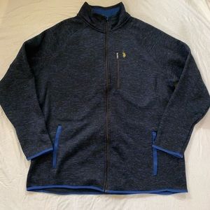 U.S Polo Assn blue and black full zip sweater